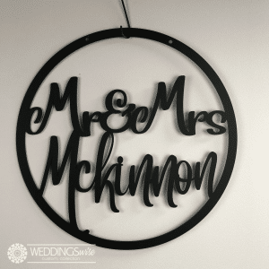 Mr & Mrs Custom Name Black Acrylic Word Ring