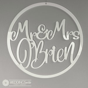 Mr & Mrs Custom Name White Acrylic Word Ring