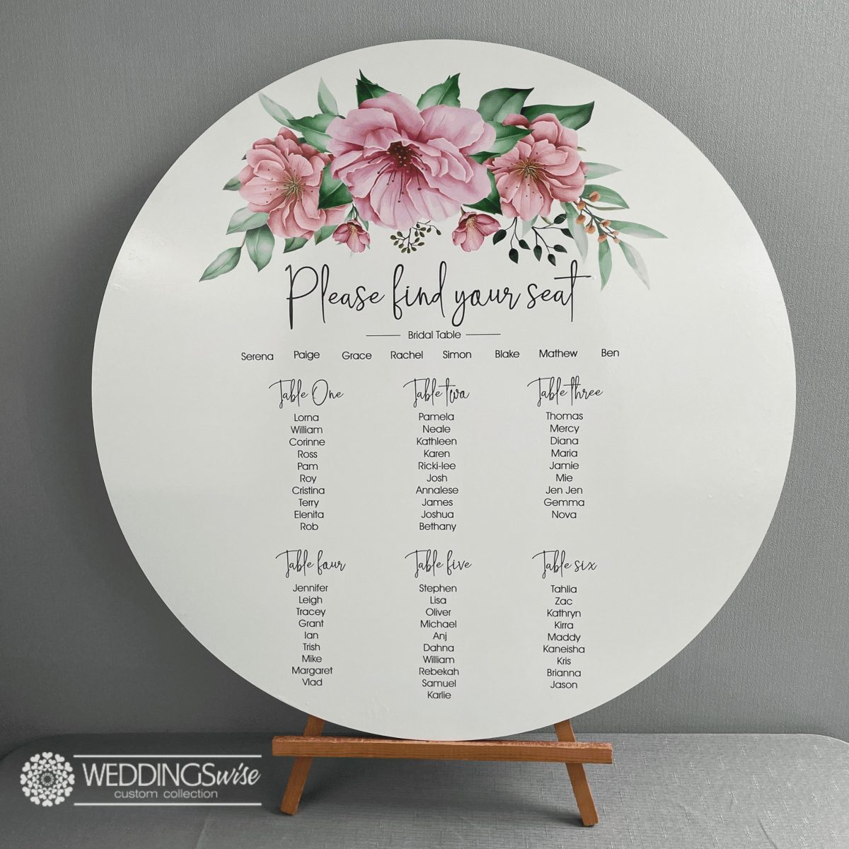 Spring Flower Wreath Seating Chart