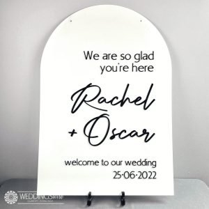 Large Arch Acrylic Welcome Sign With 3D Acrylic Lettering