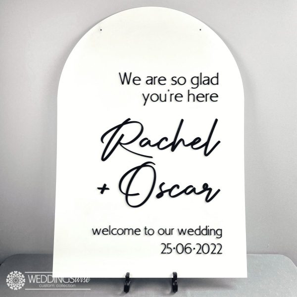 Large Arch Acrylic Welcome Sign With 3D Acrylic Lettering