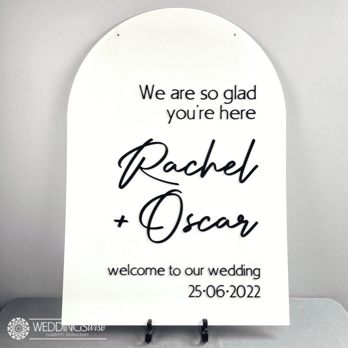 Large Arch Acrylic Welcome Sign With 3D Acrylic Lettering