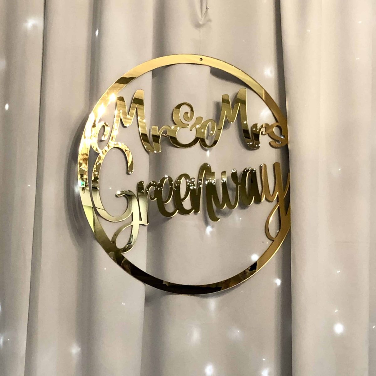 Mr and Mrs Surname Gold Mirror Acrylic Word Ring - Image 2