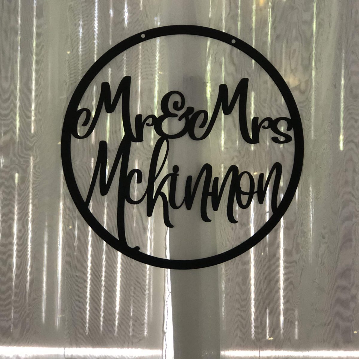 Mr & Mrs Custom Name Black Acrylic Word Ring