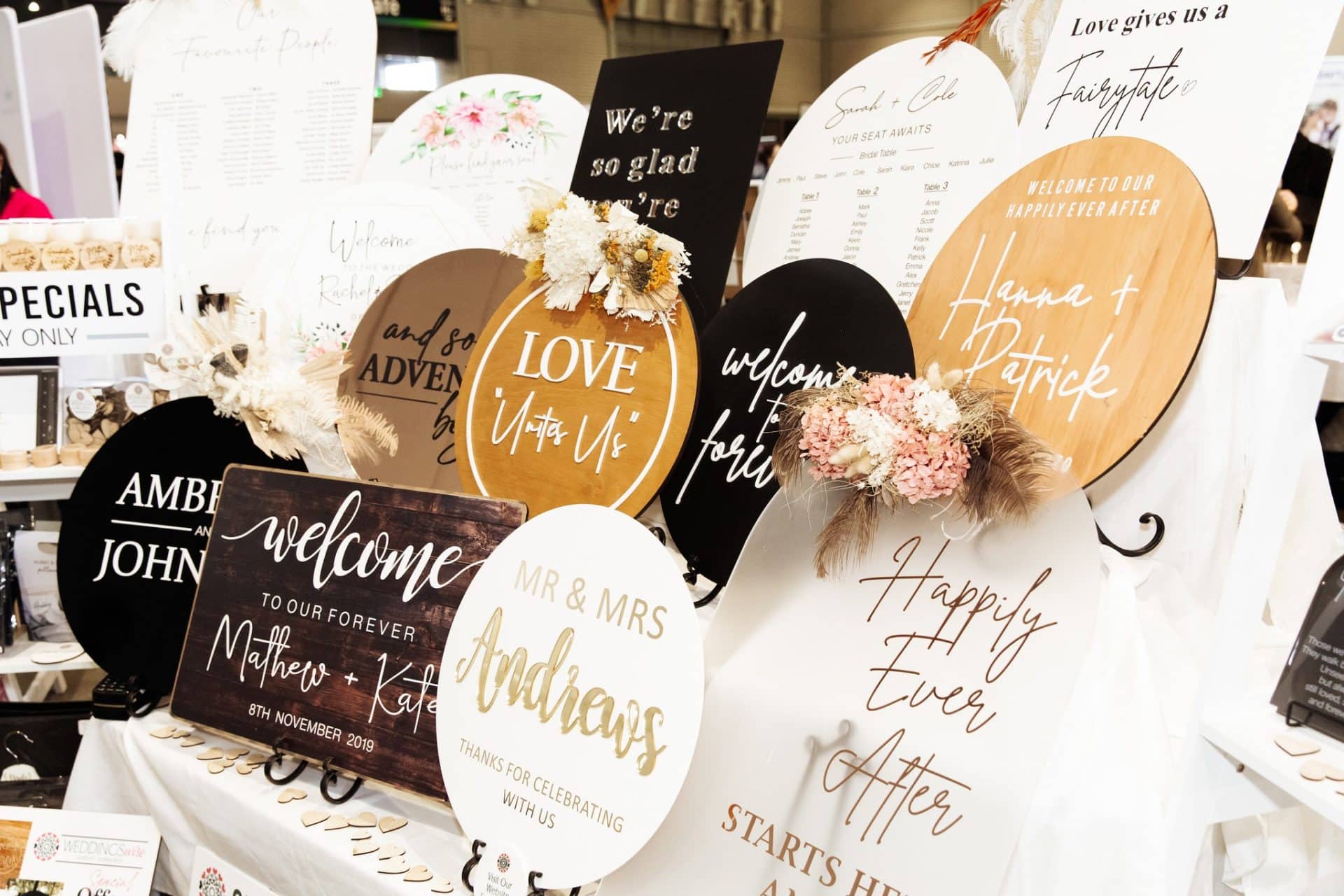 Group of personalised images designed for weddings