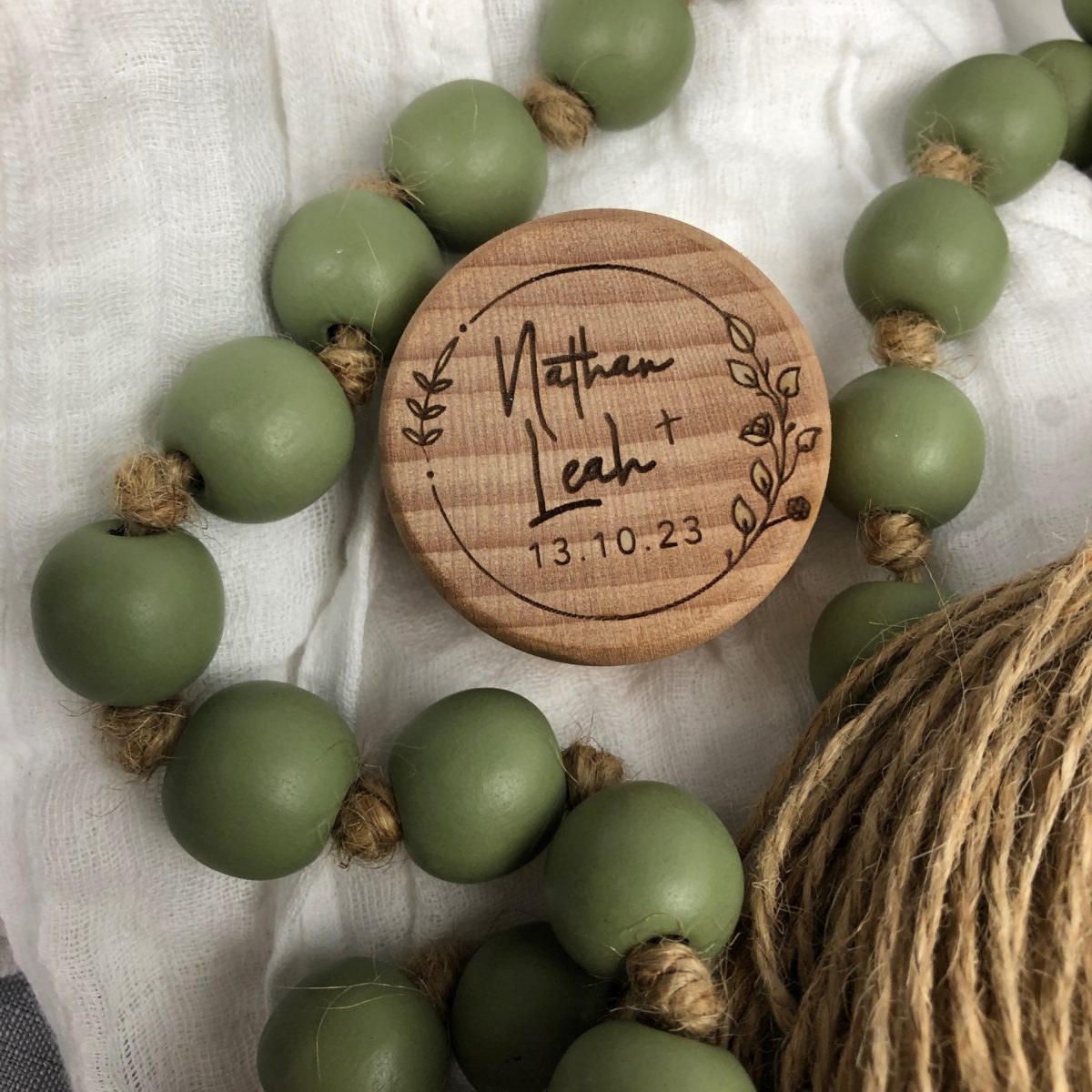 "Personlised Flower Wreath" Timber Ring Box- Custom Names and Wedding Date - Image 17