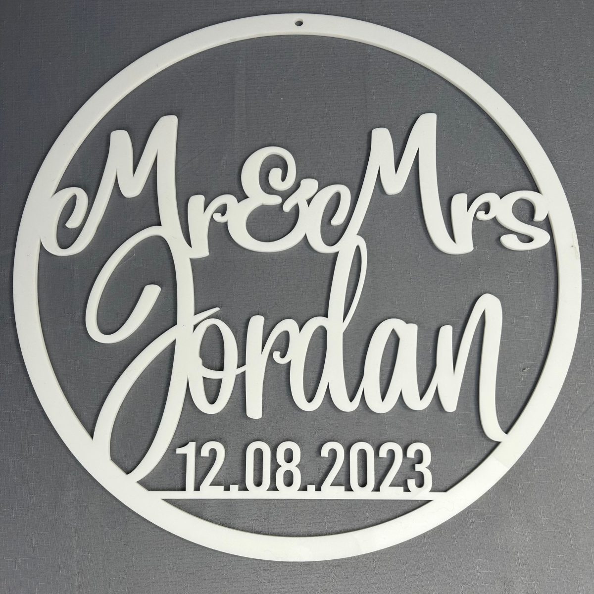 Mr & Mrs Custom Name White Acrylic Word Ring - Image 7