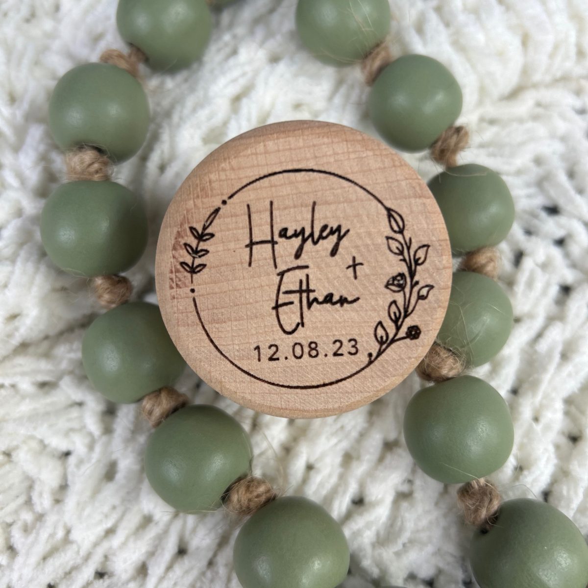 "Personlised Flower Wreath" Timber Ring Box- Custom Names and Wedding Date - Image 16