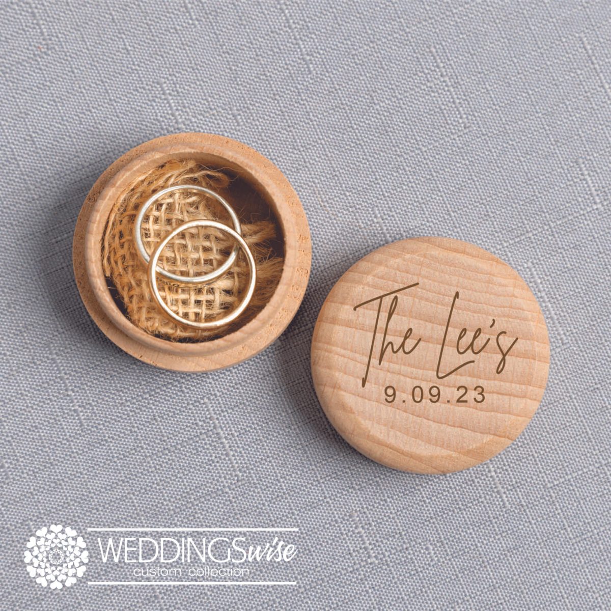 "Surname with Date" Timber Ring Box - Personlised Wedding Keepsake