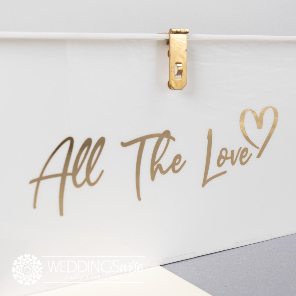 “All The Love” Wishing Well in White Acrylic With Gold Vinyl - Image 2