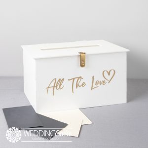 “All The Love” Wishing Well in White Acrylic With Gold Vinyl