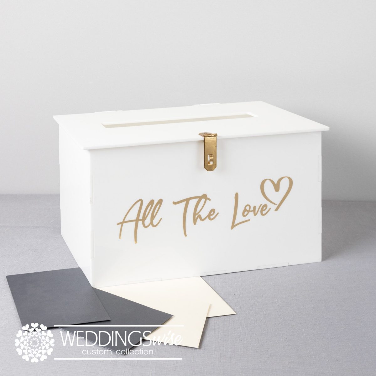 “All The Love” Wishing Well in White Acrylic With Gold Vinyl
