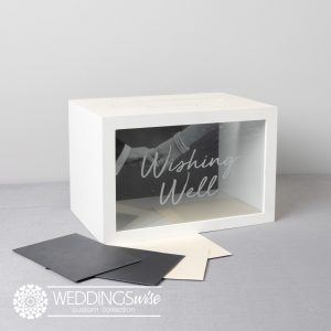 White Wishing Well with Timber Edges