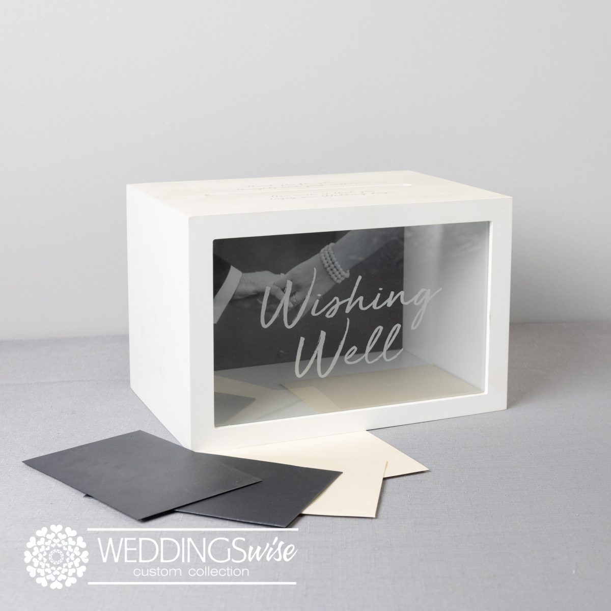 White Wishing Well with Timber Edges