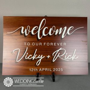 Rustic Timber Look Wedding Welcome sign with Shadowed Lettering – PVC Print