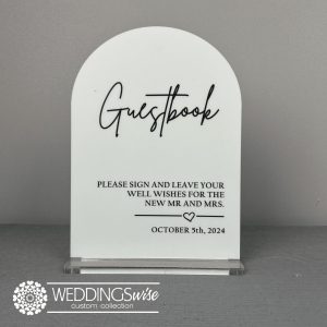 White Guestbook Acrylic Sign with date