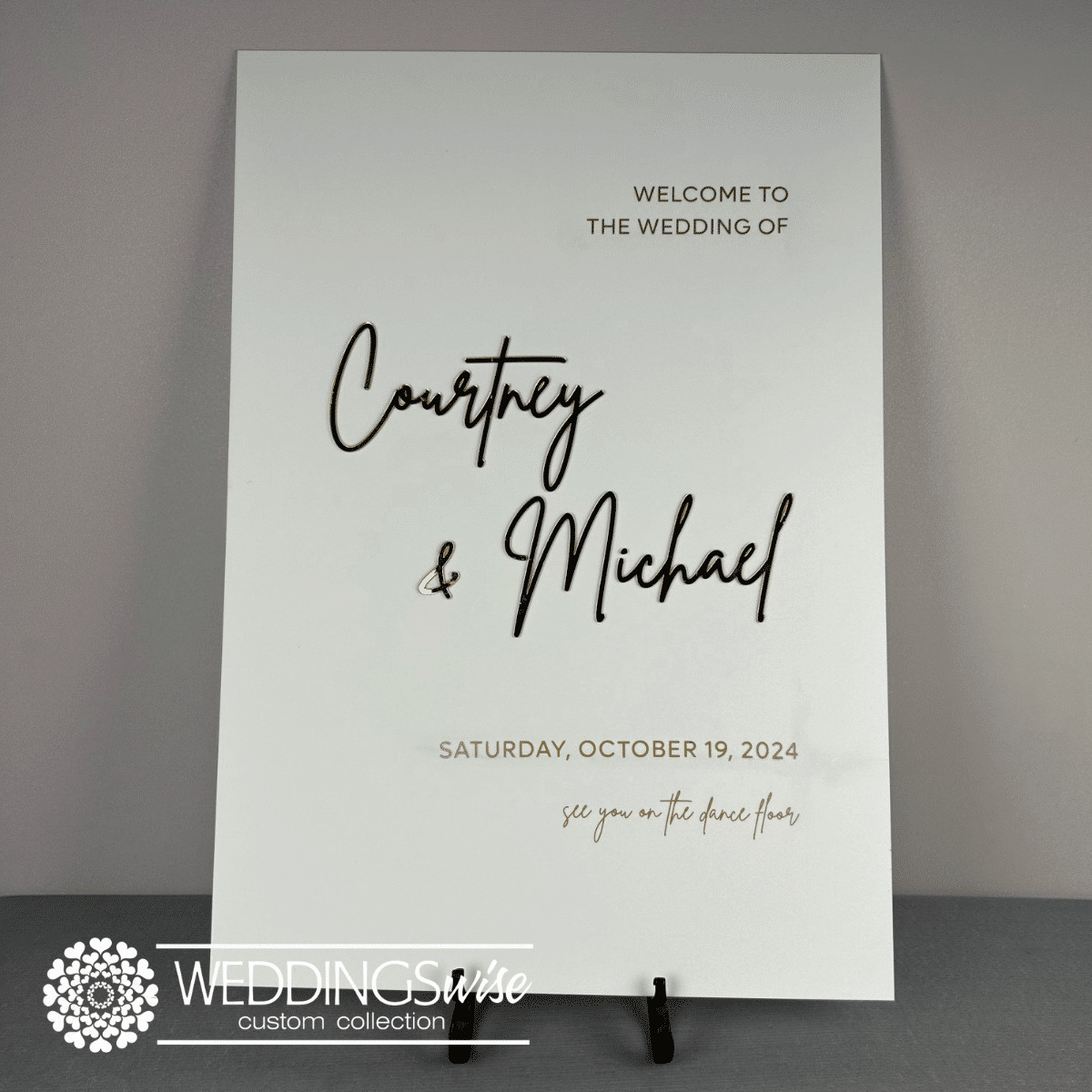 Luxury Gold 3D Acrylic Wedding Welcome Sign- Portrait Sign