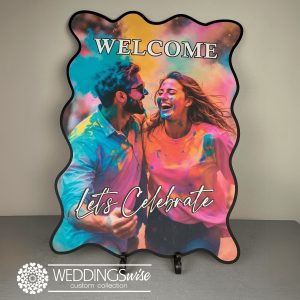 Printed Zig Zag Wedding Welcome Sign with Photo- Acrylic Custom Design