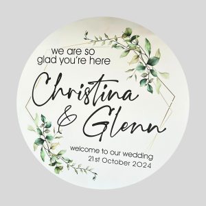 Wreath printed welcome sign