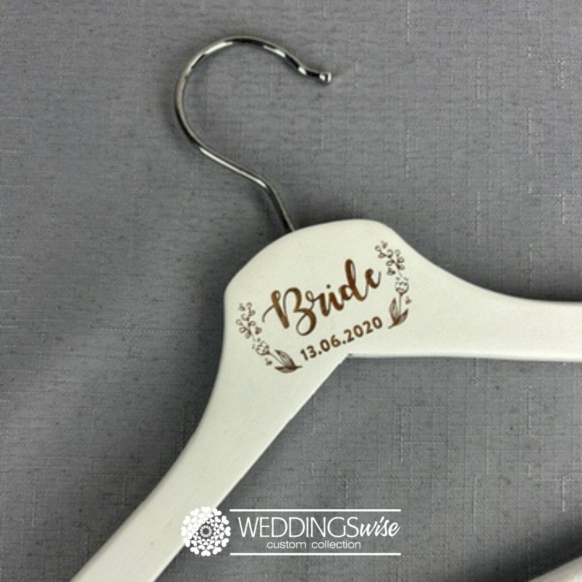 Personlised White Bride Dress Hanger <br> Name & Date