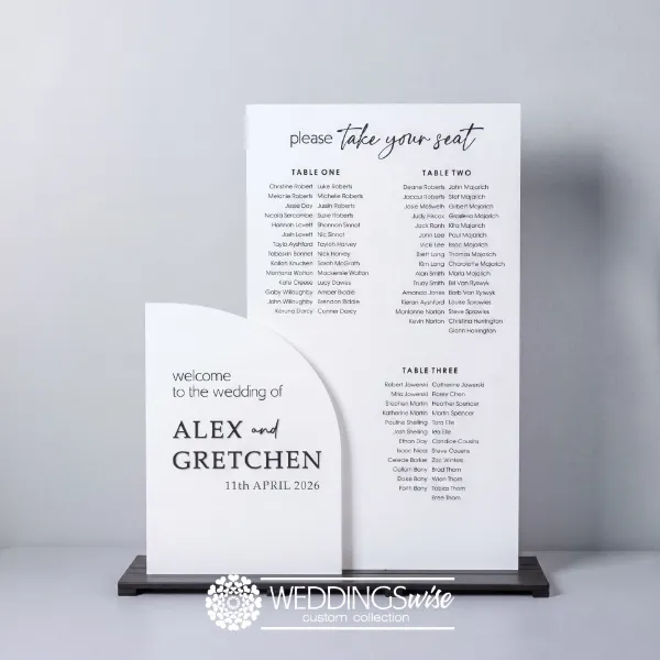 Statement Collection <br>Personalised Welcome & Seating Chart <br>Acrylic Wedding Sign Set