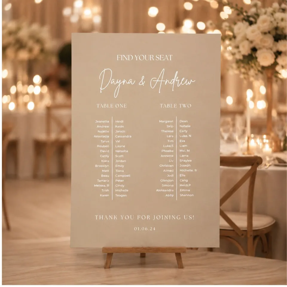 Personlised PVC Wedding Seating Chart Sign <br> Custom Reception Seating Plan - Image 4