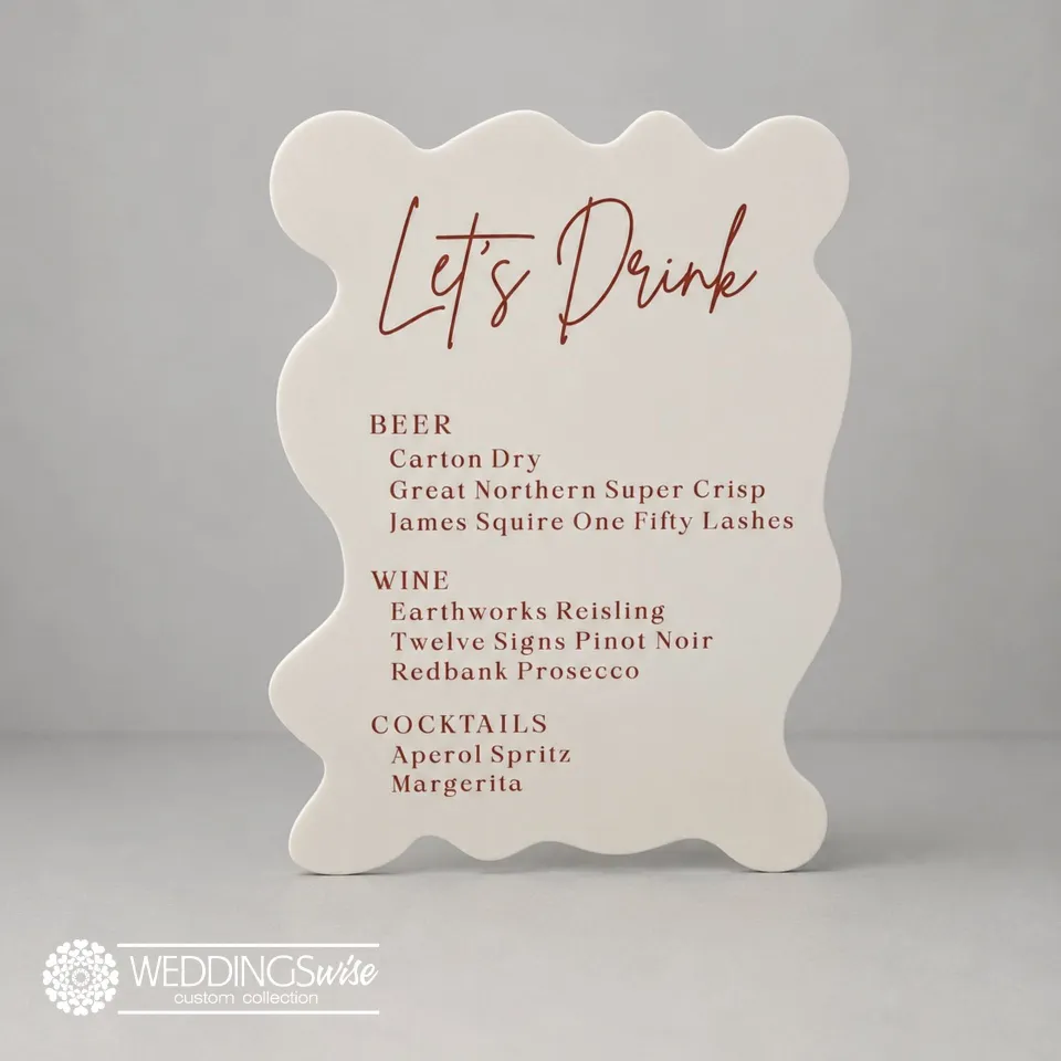 Custom Acrylic Wedding Bar Menu Sign