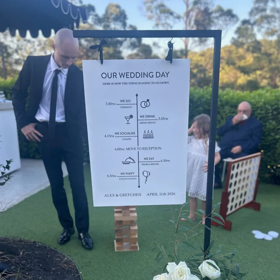 Personlised Wedding Timeline Sign <br> Custom Day Schedule - Image 2