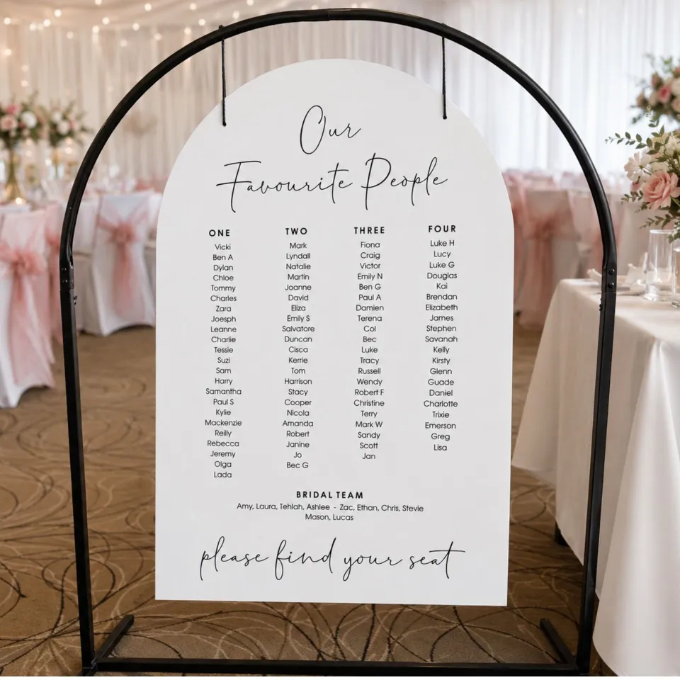 Personlised Arch PVC Wedding Seating Chart <br> Custom Reception Plan - Image 3