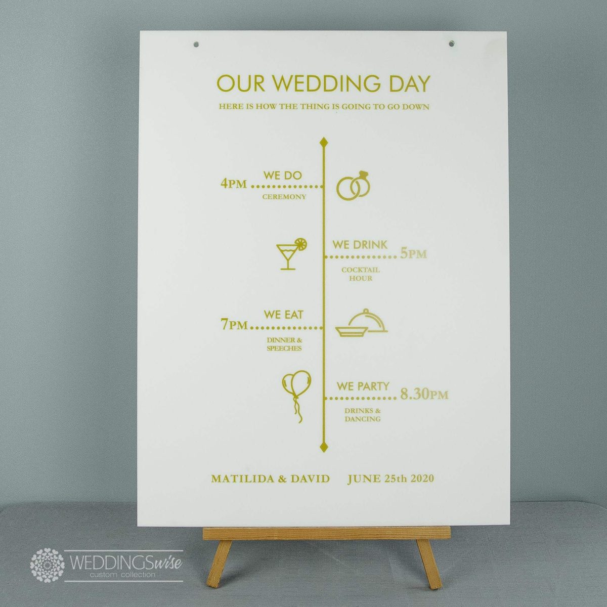 Personalised “Our Wedding Day” Acrylic Event Sign