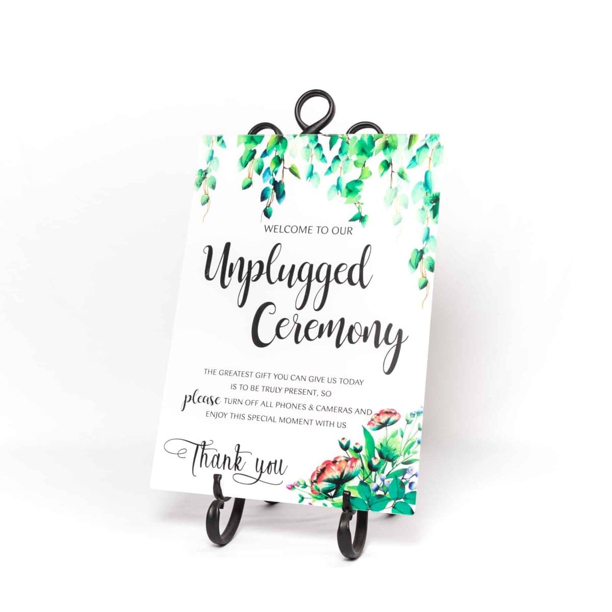 "Unplugged" Sign digitally printed acrylic sign with floral design - Image 2