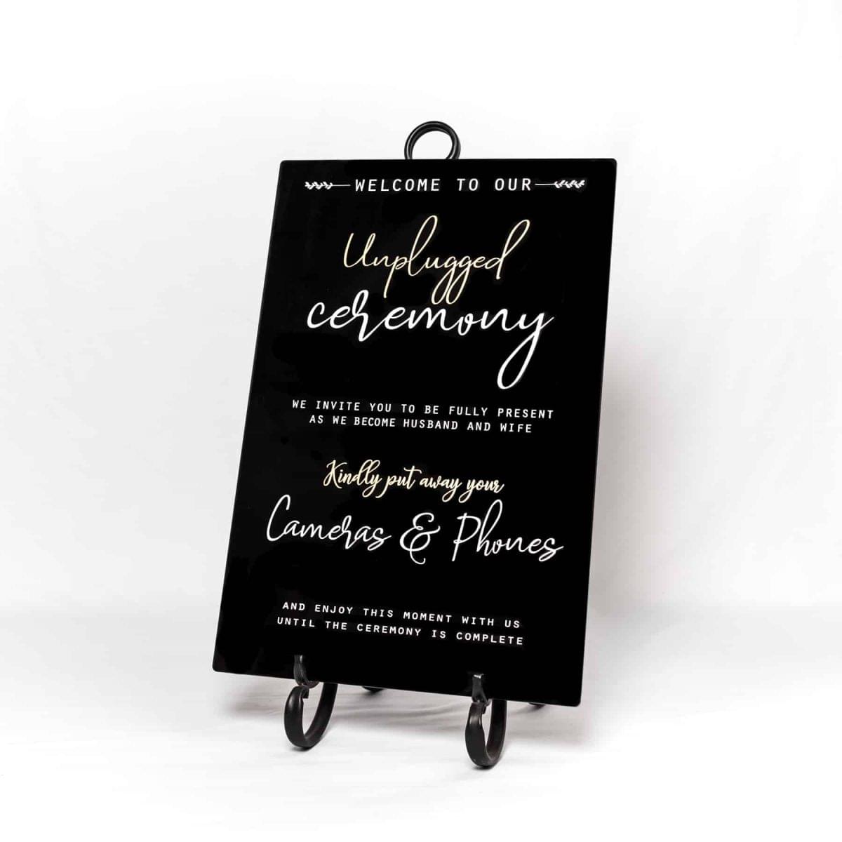 "Unplugged" Sign digitally printed black acrylic sign - Image 2