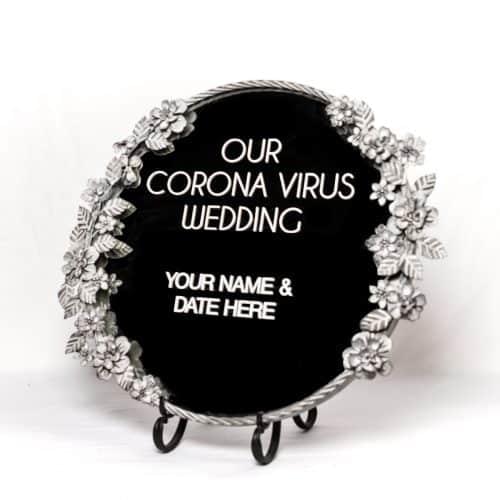 Round Silver Flower Mirror Sign Hire